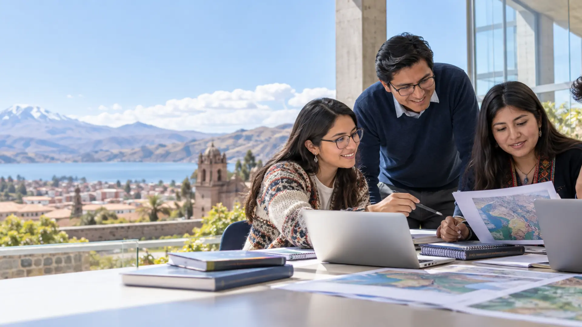 Investigadores y profesionales peruanos colaborando en un proyecto académico